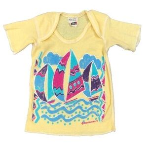 Vintage 90s Junior Screen Stars Baby Sailboat Sailing Sail Art Tee Top 18 Months